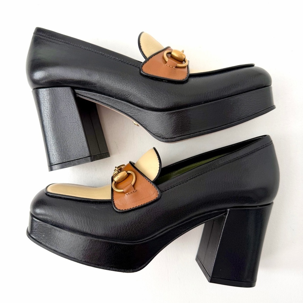 GUCCI | Horsebit Platform Loafer Pumps Houdan Block Heel Leather EU 36 - Picture 9 of 12